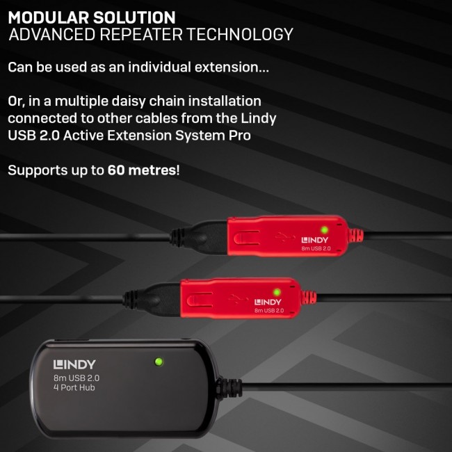 Lindy 8m USB 2.0 Active Extension Pro Hub Lindy 8m USB 2.0 Active Extension Pro Hub