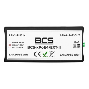 BCS BCS-xPoE4/EXT-II Network repeater Black 100 Mbit/s