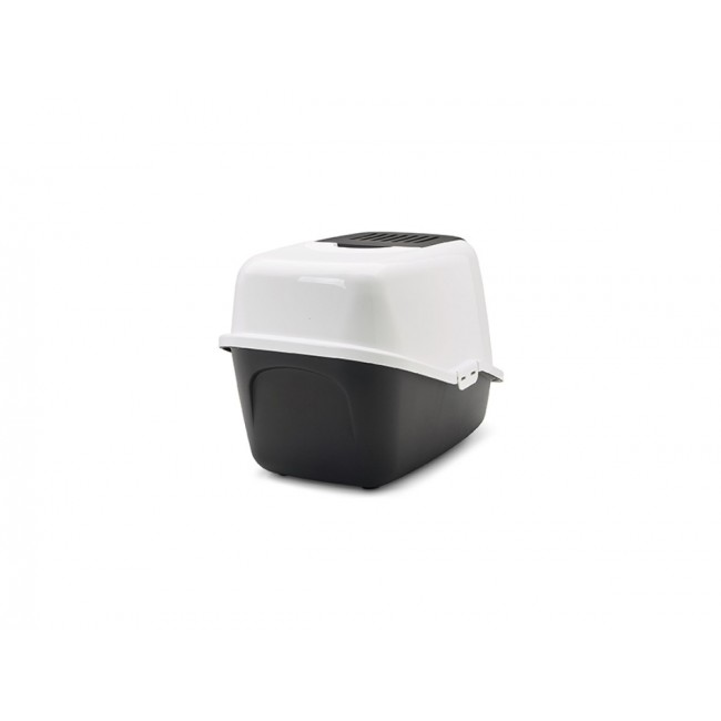 SAVIC Nestor White-Black - Covered Cat Litter Box - 56x39x38.5 cm - 1 pc SAVIC Nestor White-Black - Covered Cat Litter Box - 56x39x38.5 cm - 1 pc