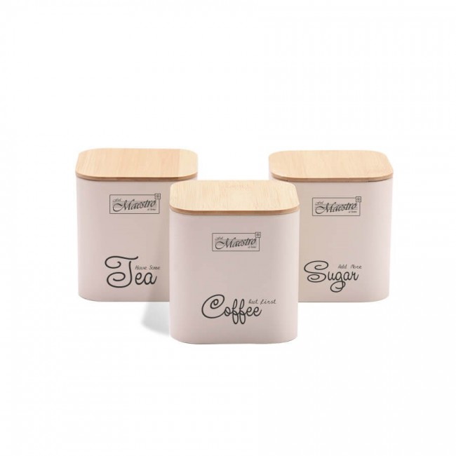 SET OF METAL CONTAINERS 3 PCS MR-1775-3S-IVORY SET OF METAL CONTAINERS 3 PCS MR-1775-3S-IVORY