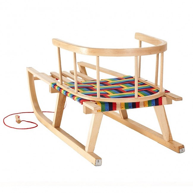 GreenBlue GB138 Wooden Kids Sledge with Removable Backrest Fabric Seat and Pull Rope Sturdy Beech Wood GreenBlue GB138 Wooden Kids Sledge with Removable Backrest Fabric Seat and Pull Rope Sturdy Beech Wood