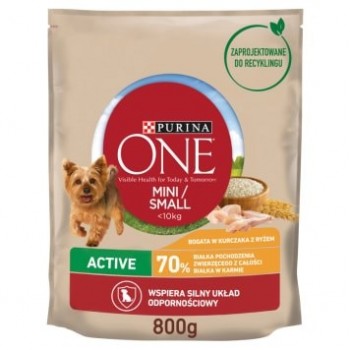 PURINA One Mini Active Chicken, Rice - Dry Dog Food - 800 g