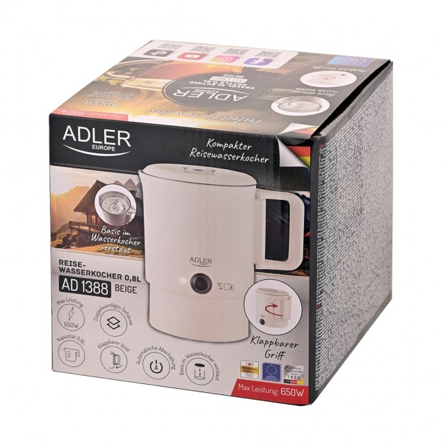 Electric kettle ADLER AD 1388b tourist 0.8 L 650 W Beige Electric kettle ADLER AD 1388b tourist 0.8 L 650 W Beige