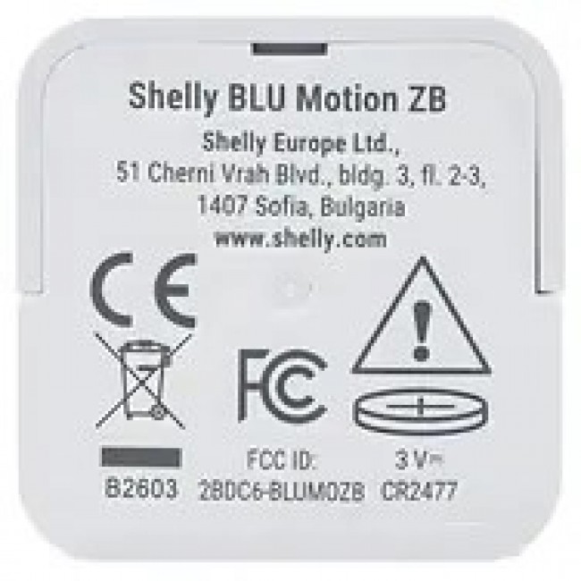 Shelly BLU Motion ZB PIR Motion Sensor Zigbee 3.0 Bluetooth 5 LE LUX CR2477, White