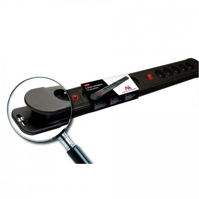 Maclean power strip, 10 outlet extension cord, 2 switches, protection and overload indication, 3680W, MCE10 Maclean power strip, 10 outlet extension cord, 2 switches, protection and overload indication, 3680W, MCE10
