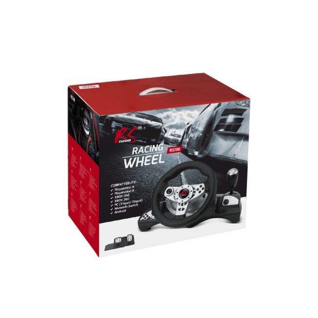 NanoRS RS700 Gaming Controller Black, Silver USB Steering wheel Analogue / Digital Android, PC, PlayStation 4, Playstation 3, Xbox One. NanoRS RS700 Gaming Controller Black, Silver USB Steering wheel Analogue / Digital Android, PC, PlayStation 4, Playstation 3, Xbox One.