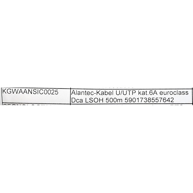 Alantec KIU6ALSOH500D networking cable 500 m Cat6 U/UTP Grey Alantec KIU6ALSOH500D networking cable 500 m Cat6 U/UTP Grey