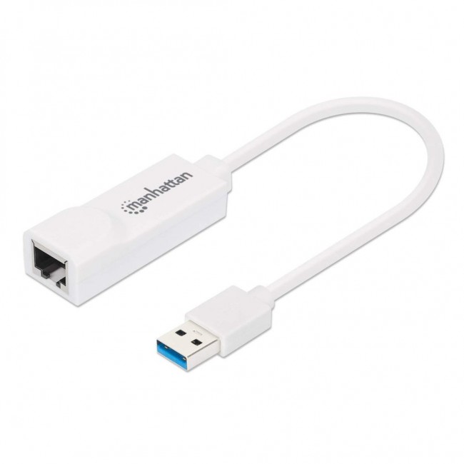 Manhattan USB-A Gigabit Network Adapter, White, 10/100/1000 Mbps Network, USB 3.0, Ethernet, RJ45, Three Year Warranty, Equivalent to USB31000SW. Manhattan USB-A Gigabit Network Adapter, White, 10/100/1000 Mbps Network, USB 3.0, Ethernet, RJ45, Three Year Warranty, Equivalent to USB31000SW.