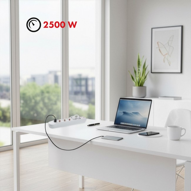 Maclean power strip, 5 socket extension + 3xUSB, 110-240V AC 50/60Hz, 2.1A max 2500W, 1.5m, white, MCE395 W Maclean power strip, 5 socket extension + 3xUSB, 110-240V AC 50/60Hz, 2.1A max 2500W, 1.5m, white, MCE395 W