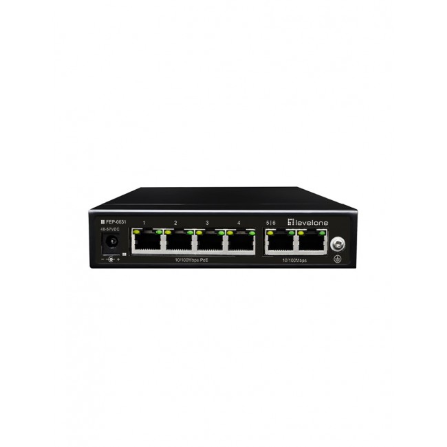 LevelOne FEP-0631 network switch Fast Ethernet (10/100) Power over Ethernet (PoE) Black