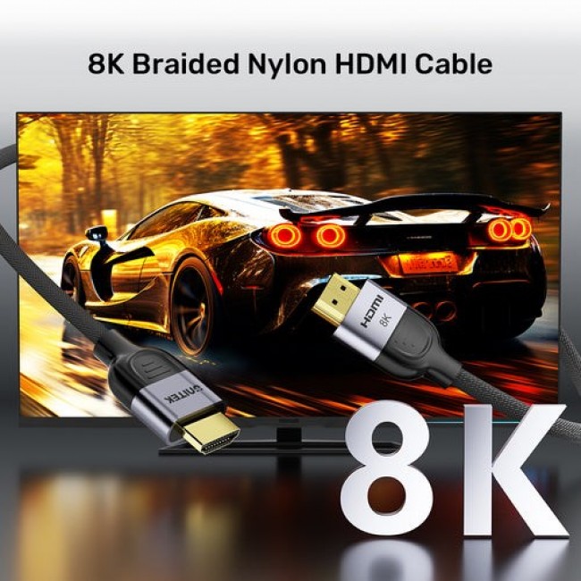 UNITEK 8K Braided Nylon 2M HDMI cable HDMI Type A (Standard) Grey