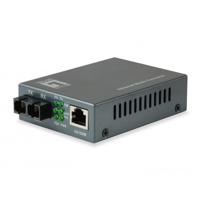 LevelOne RJ45 to SC Fast Ethernet Media Converter, Single-Mode Fiber, 1310nm, 40km