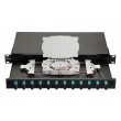 Equip 12-Port Fiber Optic Splice Box, SC Duplex, OM3, 1U, Equipped, Black