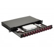 Equip 12-Port Fiber Optic Splice Box, SC Duplex, OM4, 1U, Equipped, Black