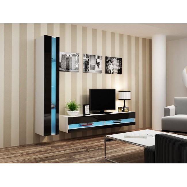 Cama TV stand VIGO NEW 30/140/40 white/black gloss