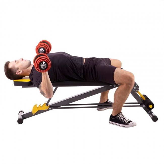 HMS Fitness LSR8311 Flat weight training bench Adjustable seat Home Black, Yellow HMS Fitness LSR8311 Flat weight training bench Adjustable seat Home Black, Yellow