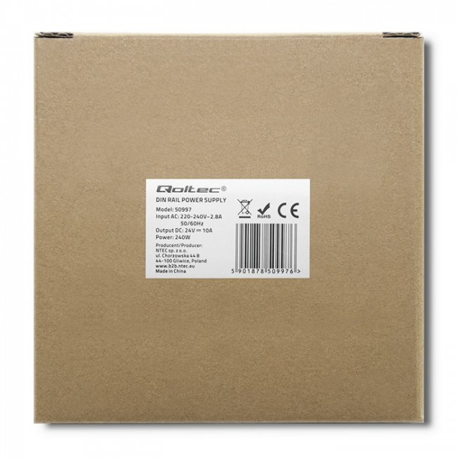 Qoltec 50997 DIN rail power supply | 240W | 24V | 10A Qoltec 50997 DIN rail power supply | 240W | 24V | 10A