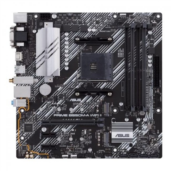 Asus | PRIME B550M-A WIFI II | Processor family AMD | Processor socket AM4 | DDR4 DIMM | Memory slots 4 | Supported hard disk drive interfaces SATA, M.2 | Number of SATA connectors 4 | Chipset AMD B550 | microATX Asus | PRIME B550M-A WIFI II | Processor family AMD | Processor socket AM4 | DDR4 DIMM | Memory slots 4 | Supported hard disk drive interfaces SATA, M.2 | Number of SATA connectors 4 | Chipset AMD B550 | microATX
