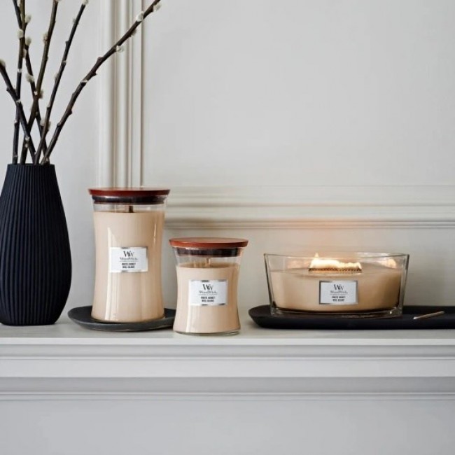 Scented Candle, Medium WOODWICK White Honey 275 g, 1 piece