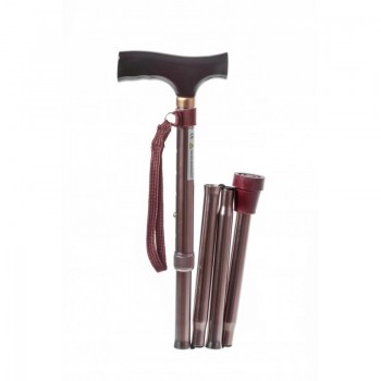 Telescopic height-adjustable folding cane RF-520 - Brown