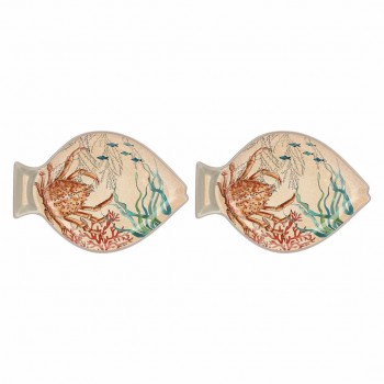 Set of 2 Sea Life melamine fish plates - 33 x 23 cm