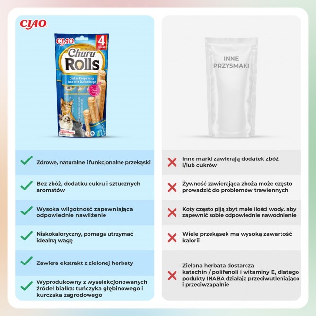 INABA Churu Rolls Chicken recipe wraps Tuna with scallop recipe - cat treats - 4x10 g