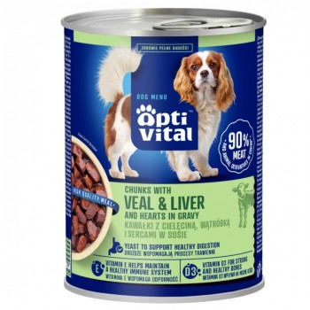 OPTIVITAL Chunks with veal and liver in gravy - wet dog food - 415g