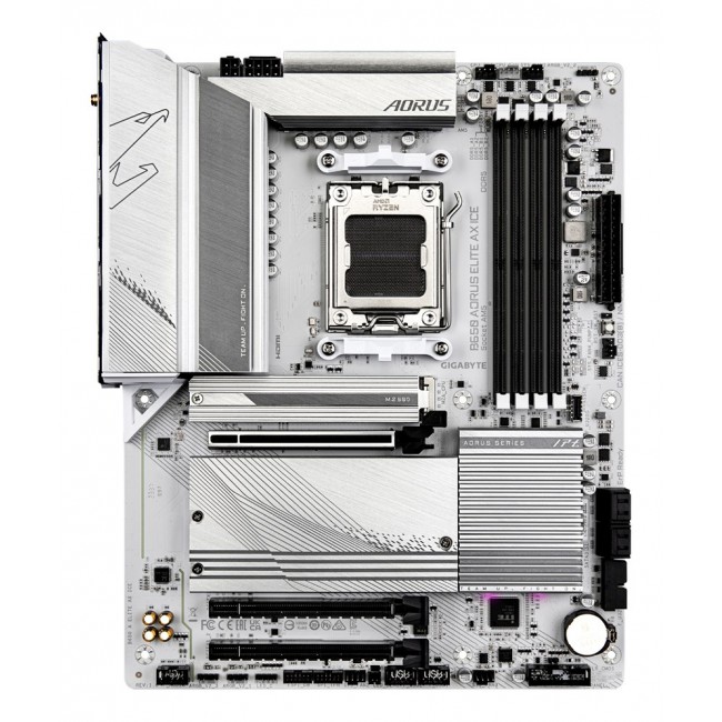 Gigabyte B650 AORUS ELITE AX ICE Motherboard - Supports AMD Ryzen 8000 CPUs, 12+2+2 Phases Digital VRM, up to 8000MHz DDR5 (OC), 1xPCIe 5.0 + 2xPCIe 4.0 M.2, Wi-Fi 6E, 2.5GbE LAN, USB 3.2 Gen 2 Gigabyte B650 AORUS ELITE AX ICE Motherboard - Supports AMD Ryzen 8000 CPUs, 12+2+2 Phases Digital VRM, up to 8000MHz DDR5 (OC), 1xPCIe 5.0 + 2xPCIe 4.0 M.2, Wi-Fi 6E, 2.5GbE LAN, USB 3.2 Gen 2