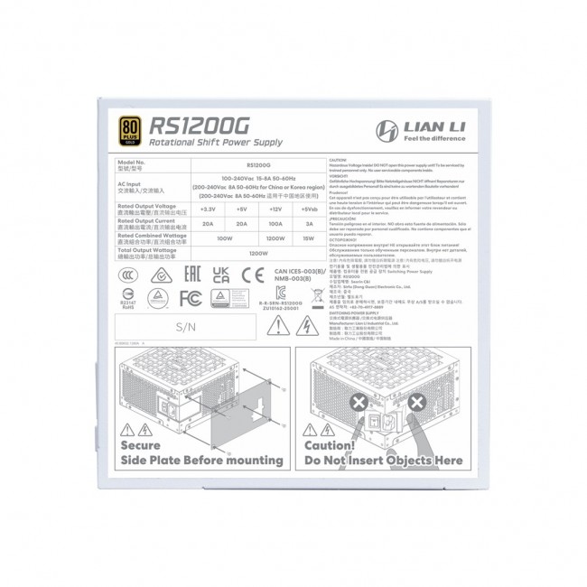 Lian Li RS1200G power supply unit 1200 W 20+4 pin ATX ATX White