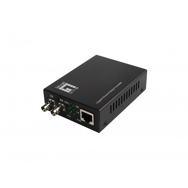 LevelOne RJ45 to ST Gigabit Media Converter, Single-Mode Fiber, 1310nm, 20km LevelOne RJ45 to ST Gigabit Media Converter, Single-Mode Fiber, 1310nm, 20km