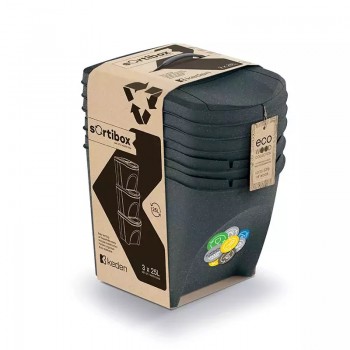 KEDEN WASTE BIN SORTIBOX 25L SET 3 - ANTHRACITE ECO WOOD