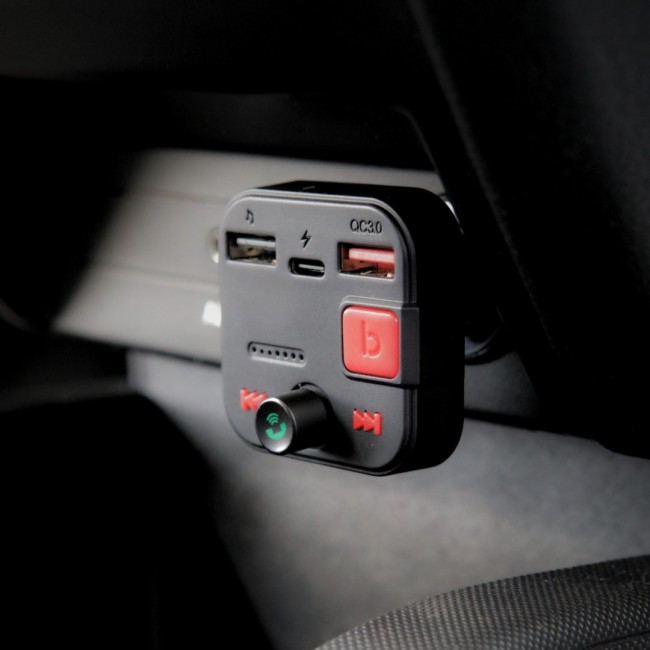 SAVIO FM transmitter, Bluetooth 5.3, QC 3.0 charger, LED display, Bass Boost, TR-15, black SAVIO FM transmitter, Bluetooth 5.3, QC 3.0 charger, LED display, Bass Boost, TR-15, black