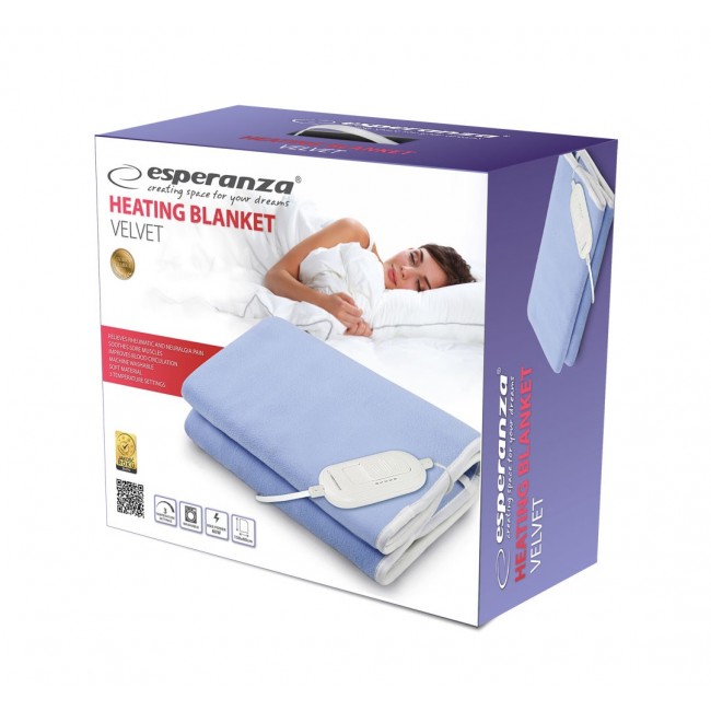 Esperanza EHB001 electric blanket Electric bed warmer 60 W Blue Polyester