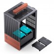 Jonsbo T6 PC Case, Mini-Tower, Mini-ITX, Tempered Glass, Wood, black