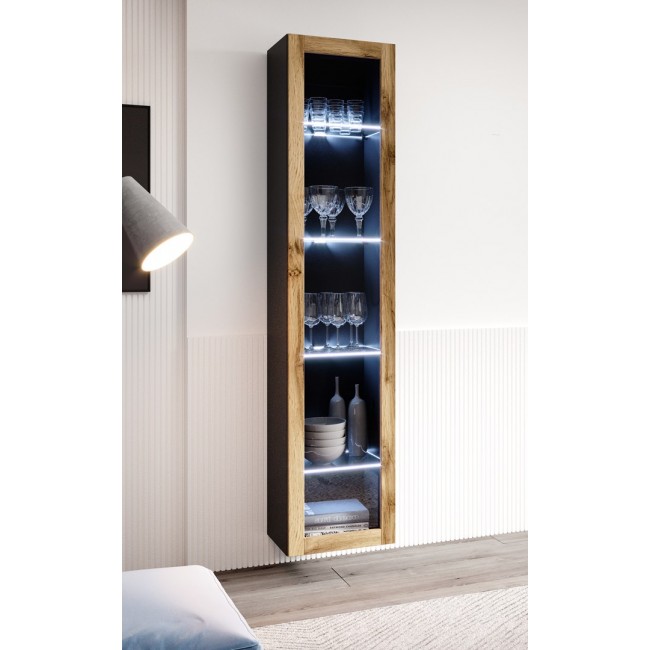 Cama glass-case VIGO '180' 180/40/30 black/wotan oak