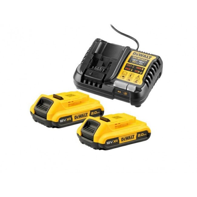 DEWALT Akku-Kit (2x 18V/2Ah plus DCB1104) DEWALT Akku-Kit (2x 18V/2Ah plus DCB1104)