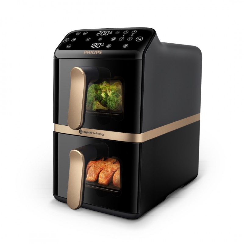 Philips 4000 series Dual Stack Airfryer Vertical Basket 10L Double Stand-alone 2750 W Hot air fryer Black