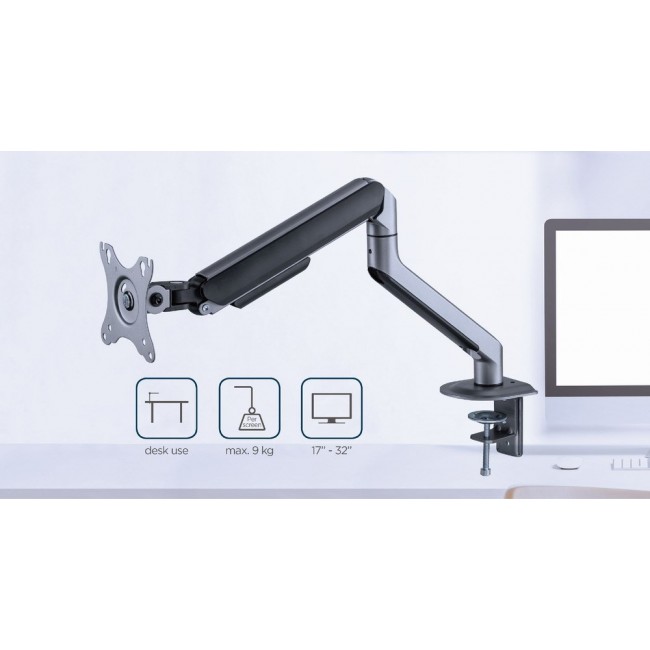 Gembird MA-DA1-05 Desk mounted adjustable monitor arm, 17 -32 , up to 9 kg, space grey