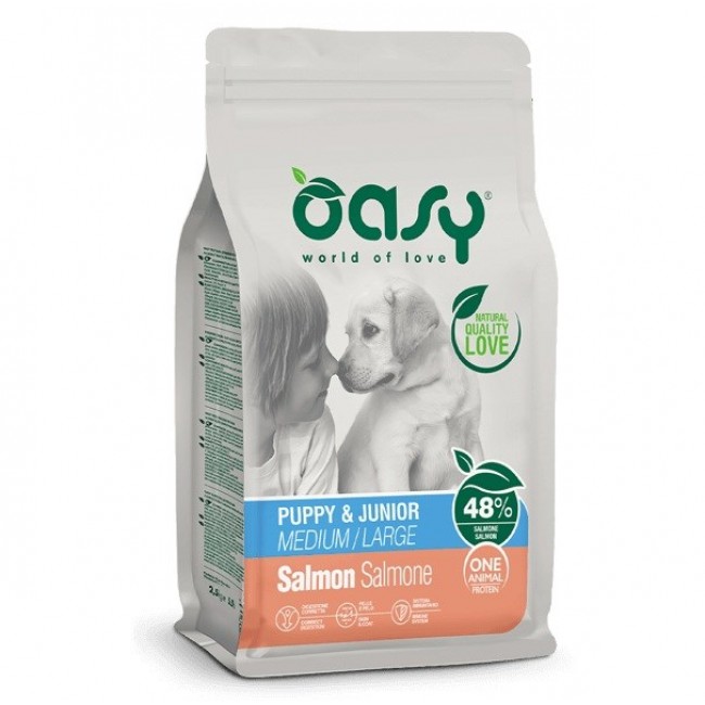OASY One Animal Protein Puppy & Junior Medium/Large Salmon - dry dog food - 12kg OASY One Animal Protein Puppy & Junior Medium/Large Salmon - dry dog food - 12kg