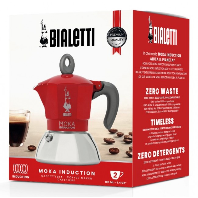 Bialetti Moka induction Moka pot 0.1 L Red, Silver