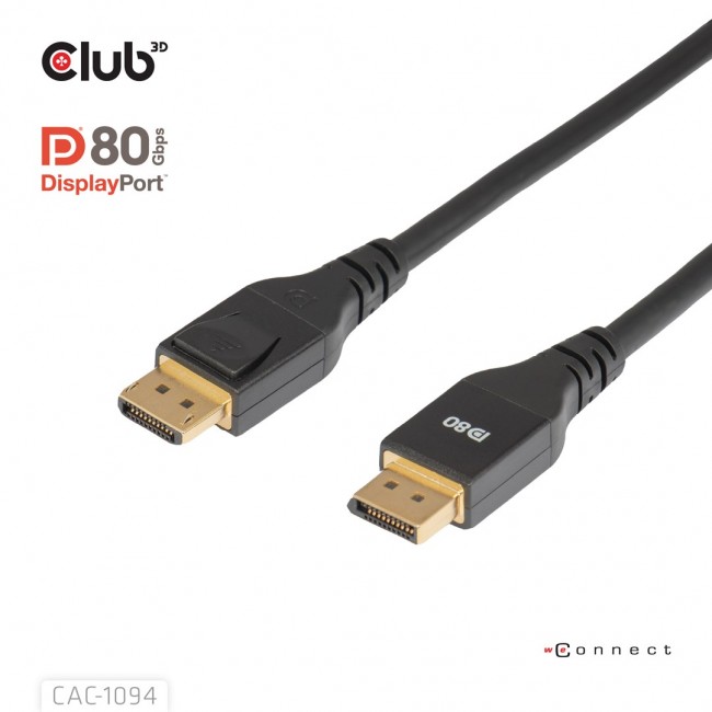 CLUB3D DisplayPort 2.1 VESA DP80 Certified Cable 8K240Hz 2m/6.56ft