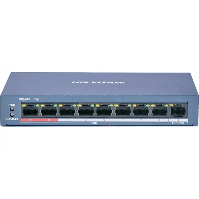 Hikvision DS-3E0109P-E/M(B) network switch Unmanaged L2 Fast Ethernet (10/100) Power over Ethernet (PoE) Blue
