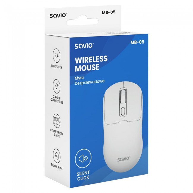 Savio MB-05 mouse Universal Ambidextrous Bluetooth 1600 DPI