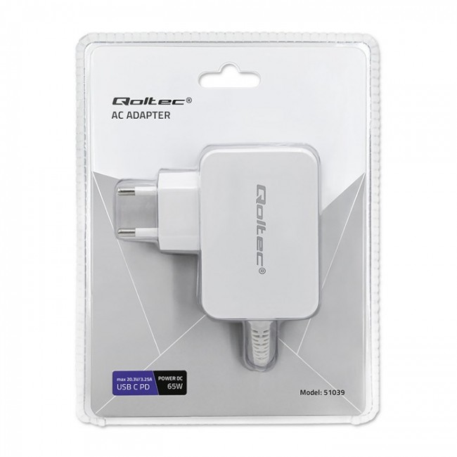 Qoltec 51039 power adapter/inverter Indoor 65 W White