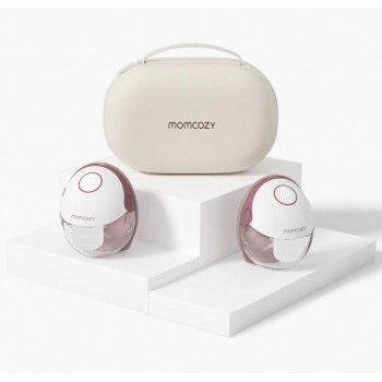 MOMCOZY M6 wireless hands-free breast pump, red, double set 180 ml.