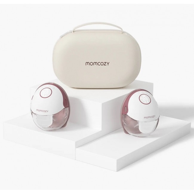 MOMCOZY M6 wireless hands-free breast pump, red, double set 180 ml.