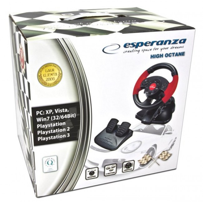 ESPERANZA EG103 Gaming Controller Steering wheel PC,Playstation 2,Playstation 3 Digital Black,Red