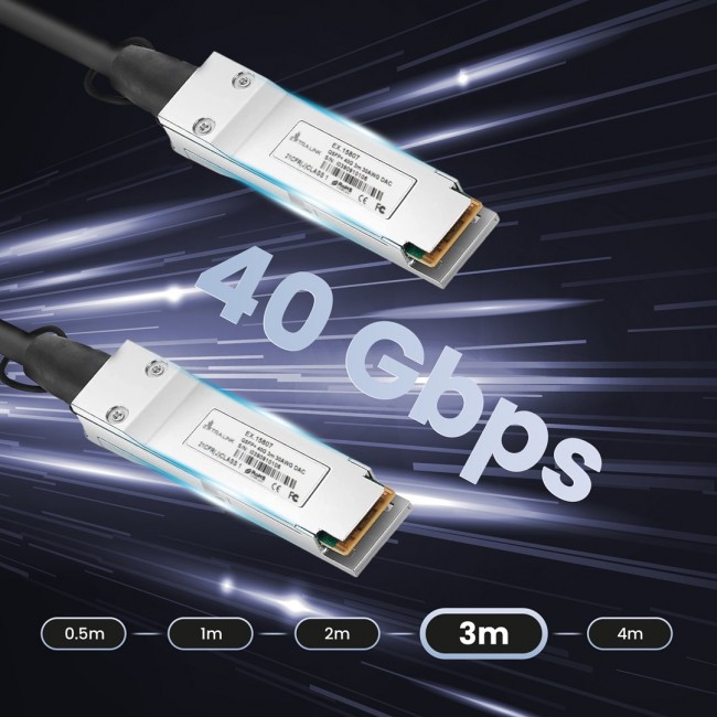 Extralink QSFP+ Cable QSFP+ DAC DAC, 40Gbps, 3m, 30AWG