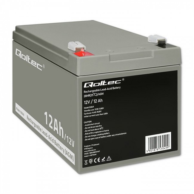 Qoltec 53049 AGM battery | 12V | 12Ah Qoltec 53049 AGM battery | 12V | 12Ah