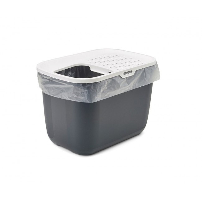 SAVIC HOP Anthracite with White Lid Cat Litter Tray 58.5x39x39.5 cm 1 pc.